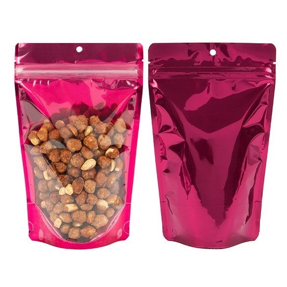 Stand Up Pouches Transparent/Fuchsia 13x7.9x20.6cm | 57 grams (100 pieces) [ZBGB3FS]