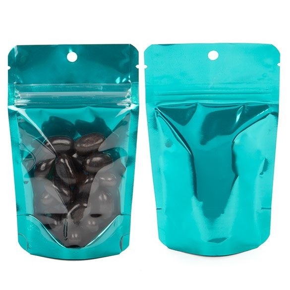Stand Up Pouches Transparent/Teal 7.9x5.1x13cm | 28 grams (100 pieces) [ZBGB1TL]