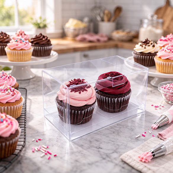 Cupcake Boxes for Doubles 17.8 x 10.2 x 10.2cm (100 Pieces) [CBS174]