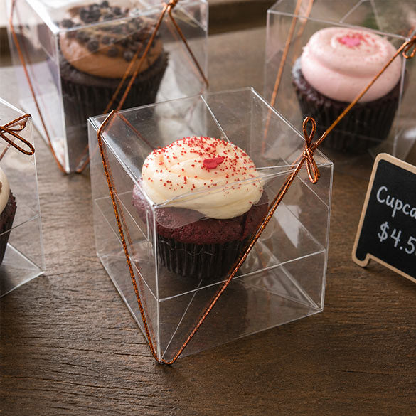 Plastic Gift Boxes for 1 Cupcake 10.2x10.2x10.2cm (100 pieces) [CBS56]