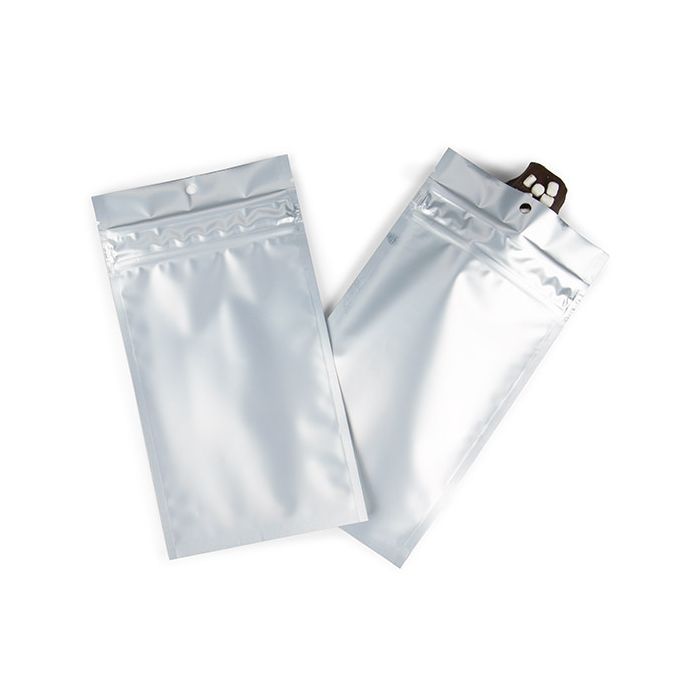 Grip Seal Bags w/ Child Resistant Zipper Matte Silver 10.2x16.5 cm (100 pieces) [CRHZB5MS]