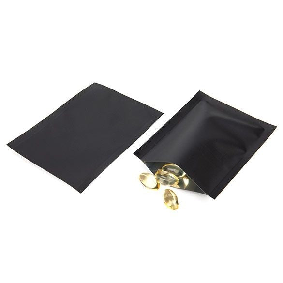 Plastic Bags Matt Black 6.4x8.9cm Tamper-proof Heat sealable (100 pieces) [CRB1B]