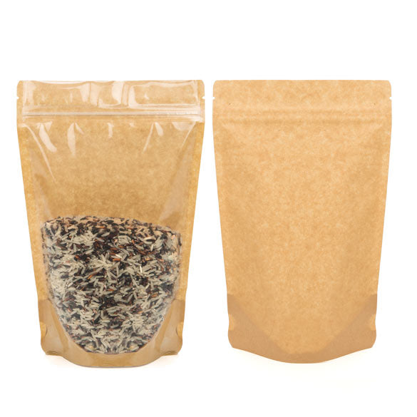 Stand Up Pouches Kraft 14.9x8.9x23.2cm with Window | 312 grams (100 pieces) [ZBGKC7]
