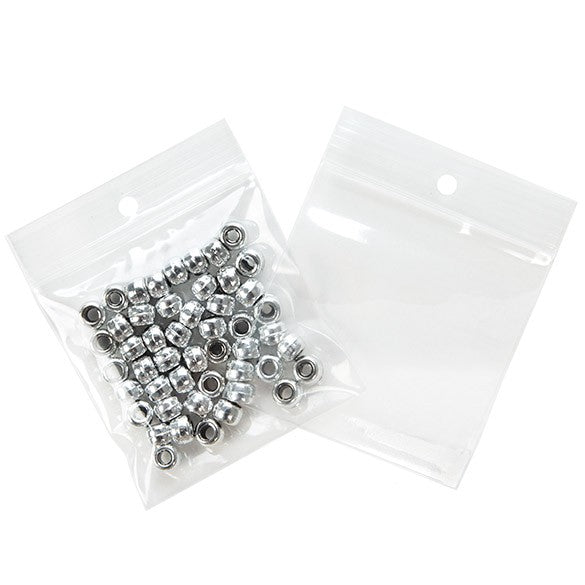 Grip Seal Bags with Hang hole 7.5x7.5cm Crystal Clear PP 75 micron (100 pieces) [Z3R33]
