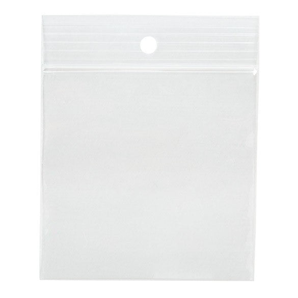 Grip Seal Bags with Hang hole 7.5x7.5cm Crystal Clear PP 75 micron (100 pieces) [Z3R33]