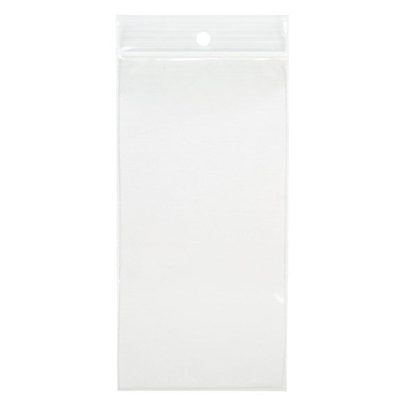 Grip Seal Bags with Hang hole 7.5x15cm Crystal Clear PP 100 micron (100 pieces) [Z4R36]