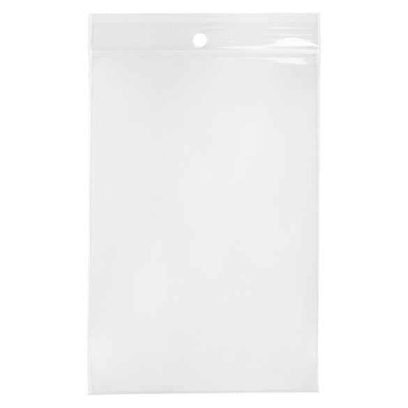 Grip Seal Bags with Hang hole 10x15cm Crystal Clear PP 100 micron (100 pieces) [Z4R46]