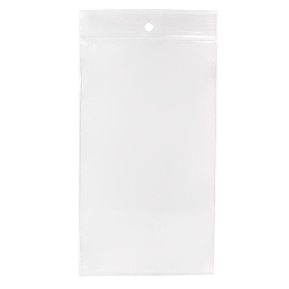Grip Seal Bags with Hang hole 10x18cm Crystal Clear PP 100 micron (100 pieces) [Z4R47]