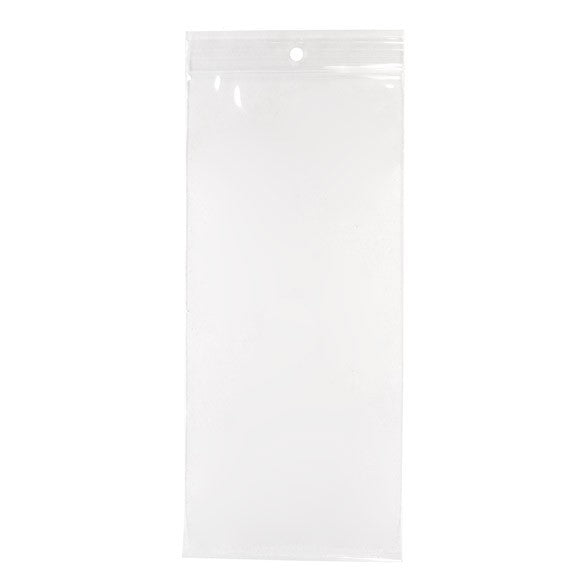 Grip Seal Bags with Hang hole 10x23cm Crystal Clear PP 100 micron (100 pieces) [Z4R49]