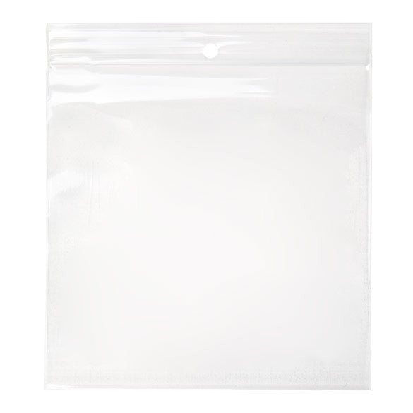 Grip Seal Bags with Hang hole 12.5x12.5cm Crystal Clear PP 100 micron (100 pieces) [Z4R55]