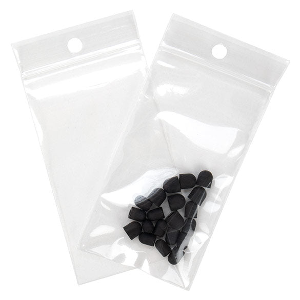 Grip Seal Bags with Hang hole 5.1x8.9cm Crystal Clear PP 50 micron (100 pieces) [ZR23H]