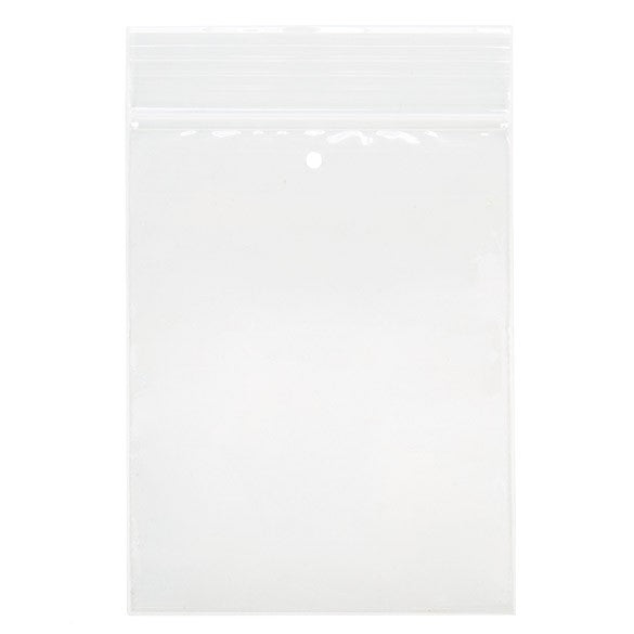 Grip Seal Bags with Hang and Vent-hole 7.5x10cm Crystal Clear PP 50 micron (100 pieces) [ZR34V]