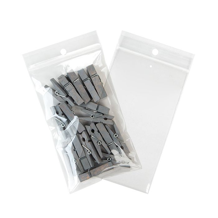 Grip Seal Bags with Hang and Vent-hole 7.5x12.5cm Crystal Clear PP 50 micron
