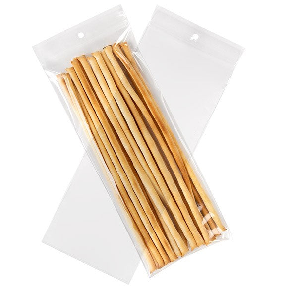Grip Seal Bags with Hang hole 10x25.5cm Crystal Clear PP 50 micron (100 pieces) [ZR410]
