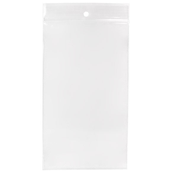Grip Seal Bags with Hang hole 10x18cm Crystal Clear PP 50 micron (100 pieces) [ZR47]