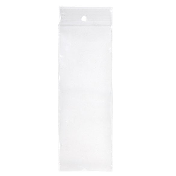 Grip Seal Bags with Hang hole 6.5x18cm Crystal Clear PP 50 micron (100 pieces) [ZR2H7]