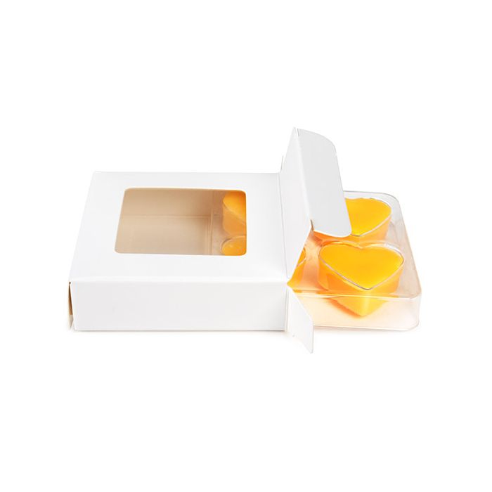White Kraft Artisan Candy Box Set, Heart Insert 7x2.1x6.8 cm (25 pieces) [CNDYH276W]