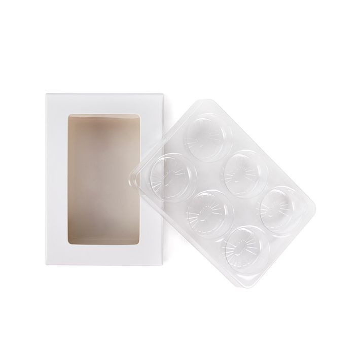White Kraft Artisan Candy Box Set, Round Insert 7x2.1x10.3 cm (25 pieces) [CNDYR274W]