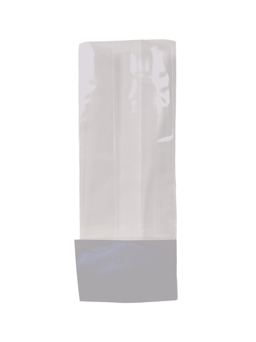 Block Bottom Bags Clear 7x5x18.5 cm with silver paper card (100 pieces) [CP-FGPB6]