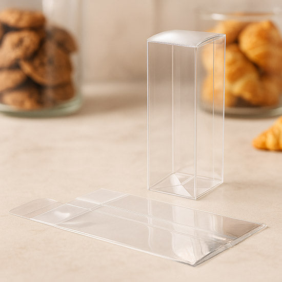 Plastic Gift Boxes 4.1x4.1x12.7cm Crystal Clear with Autolock Bottom (25 pieces) [PLB34]