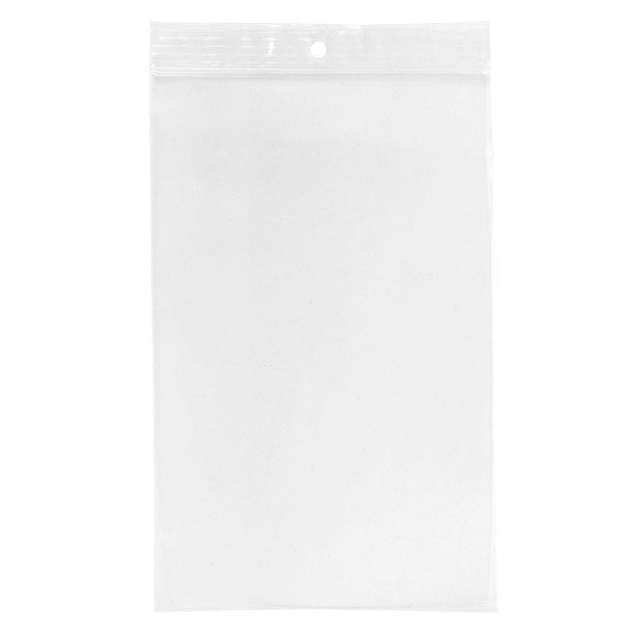 Grip Seal Bags with Hang hole 12.5x20.5cm Crystal Clear PP 75 micron (100 pieces) [Z3R58]