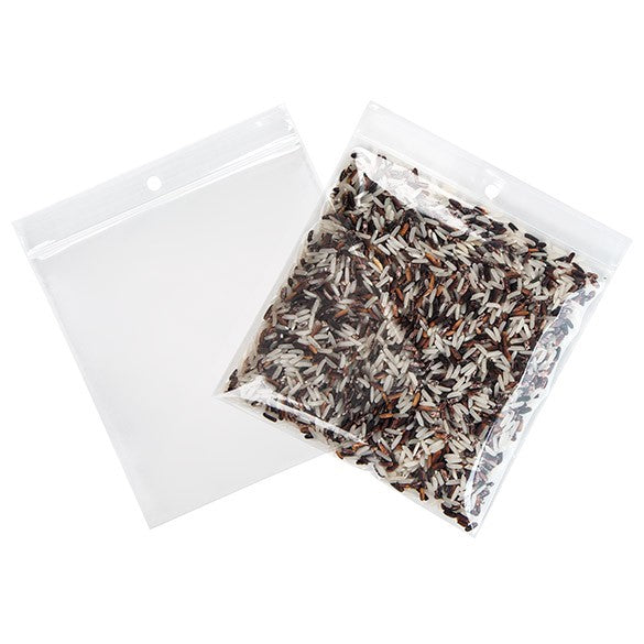 Grip Seal Bags with Hang hole 12.5x12.5cm Crystal Clear PP 100 micron (100 pieces) [Z4R55]