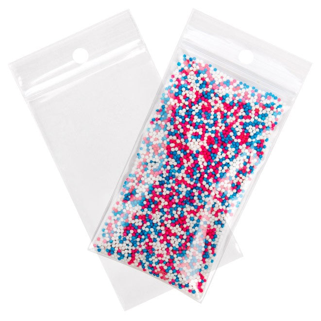 Grip Seal Bags with Hang hole 5.1x8.9cm Crystal Clear PP 50 micron (100 pieces) [ZR23H]