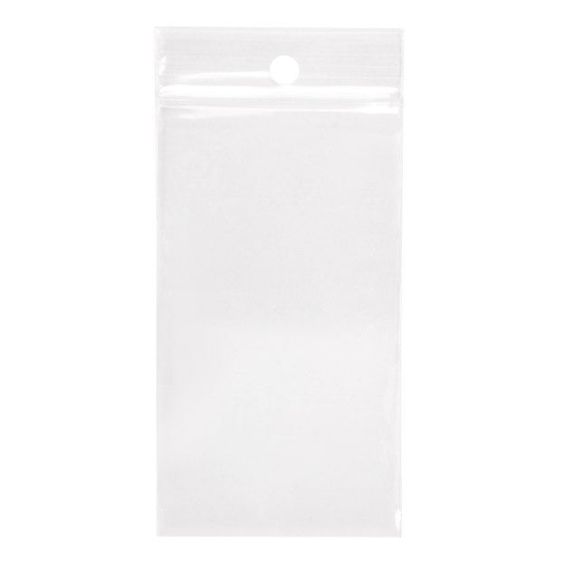 Grip Seal Bags with Hang hole 5.1x8.9cm Crystal Clear PP 50 micron (100 pieces) [ZR23H]