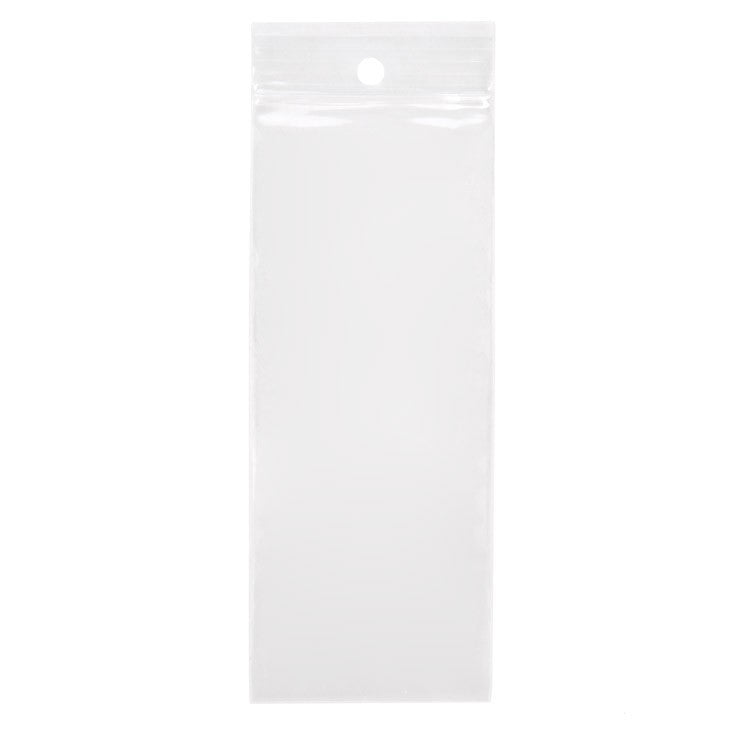 Grip Seal Bags with Hang hole 5x12.5cm Crystal Clear PP 50 micron (100 pieces) [ZR25]