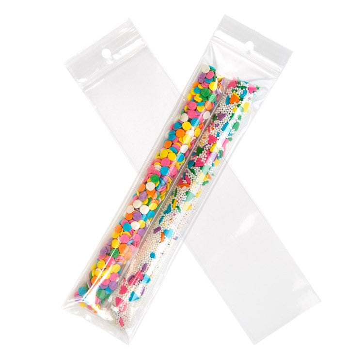 Grip Seal Bags with Hang hole 5x20.5cm Crystal Clear PP 50 micron (100 pieces) [ZR28]