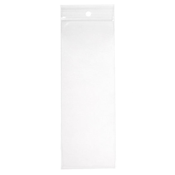 Grip Seal Bags with Hang hole 6.5x18cm Crystal Clear PP 50 micron (100 pieces) [ZR2H7]