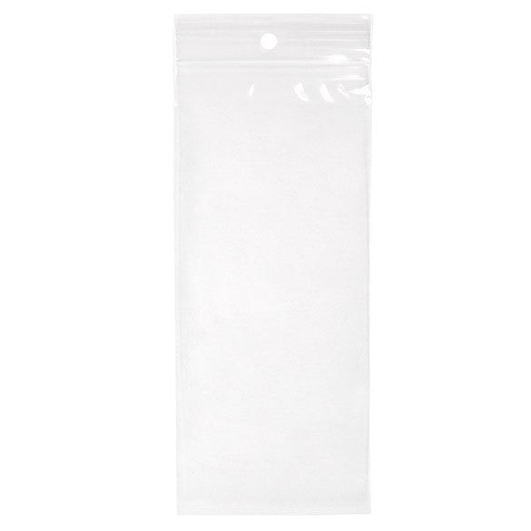 Grip Seal Bags with Hang hole 7.5x18cm Crystal Clear PP 50 micron (100 pieces) [ZR37]