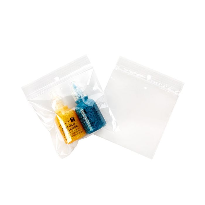 Grip Seal Bags with Hang and Vent-hole 10x10cm Crystal Clear PP 50 micron (100 pieces) [ZR44V]