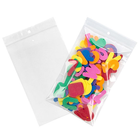 Grip Seal Bags with Hang and Vent-hole 12.5x20.5cm Crystal Clear PP 50 micron (100 pieces) [ZR58V]