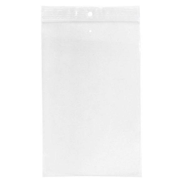 Grip Seal Bags with Hang and Vent-hole 12.5x20.5cm Crystal Clear PP 50 micron (100 pieces) [ZR58V]