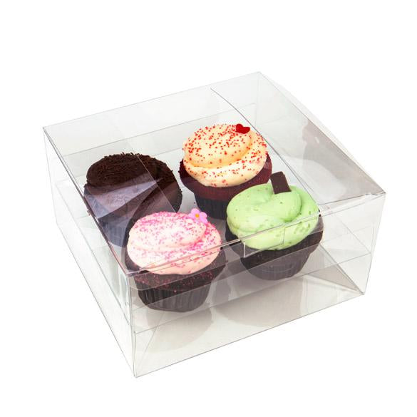 Plastic Gift Boxes for 4 Cupcakes or muffins 19.1x17.8x10.2cm (100 pieces) [CBS177]