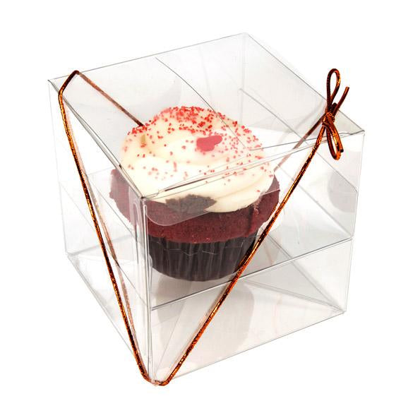 Plastic Gift Boxes for 1 Cupcake 10.2x10.2x10.2cm (100 pieces) [CBS56]