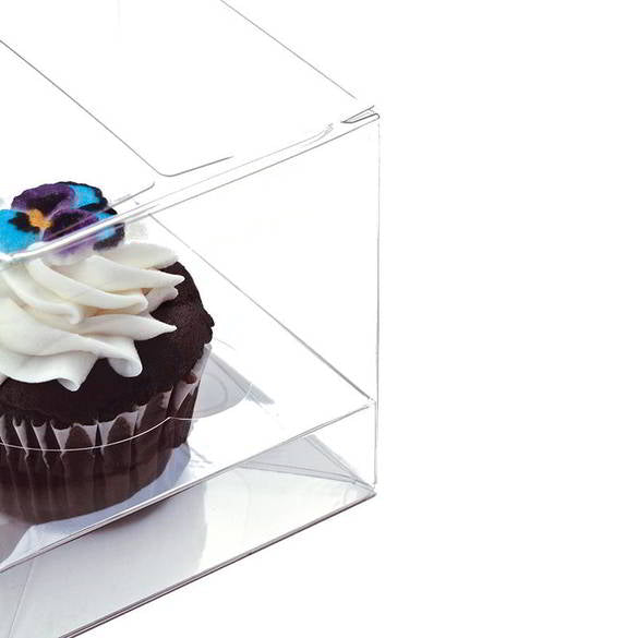 Plastic Gift Boxes for 1 Cupcake 10.2x10.2x10.2cm (100 pieces) [CBS56]