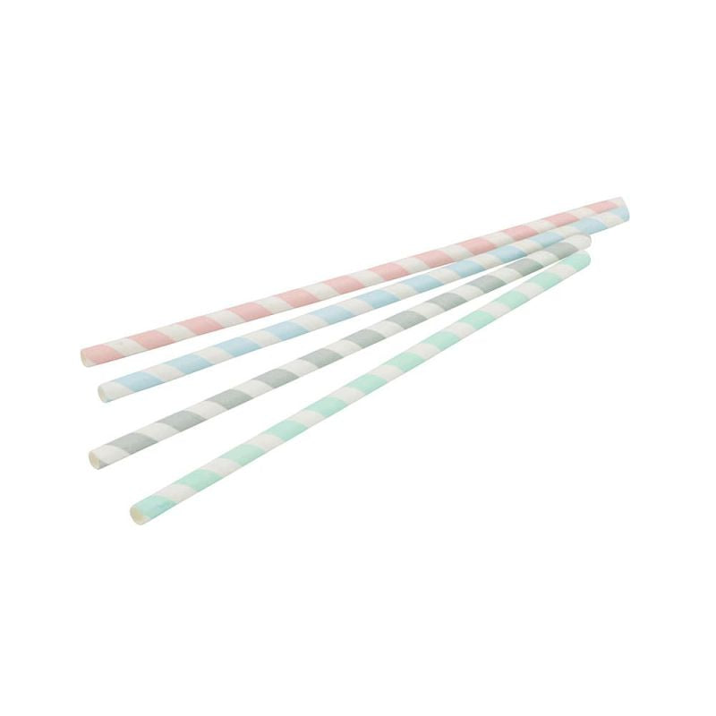 Drinking Straws Paper 20 cm, Ø 0.6 cm Pastel Striped (7000 pieces)