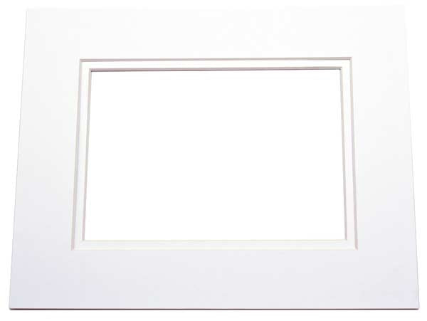 Mount Board Double thick bright White/White 20.3x25.4cm with 11.25x16.75cm Window (25 pieces) [MD30023]