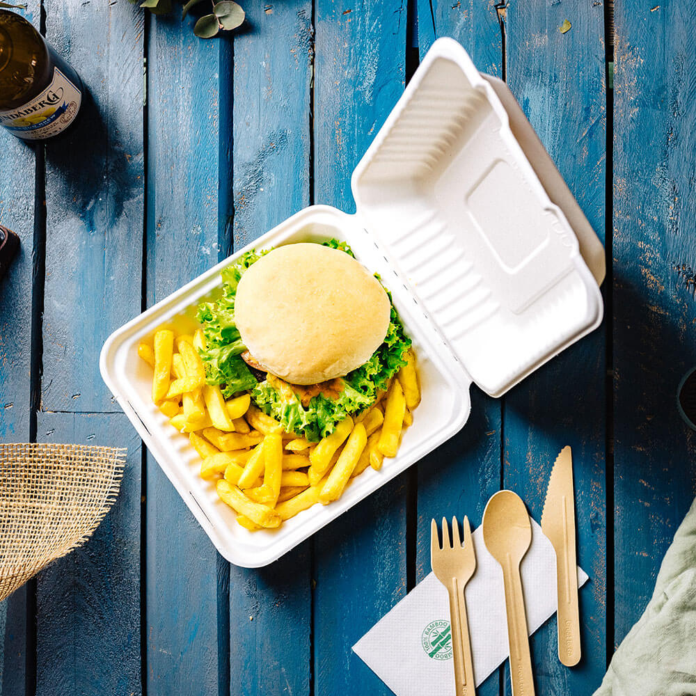 Bowl with lid Sugarcane 22x18.5x7 cm (200 pieces) [GB-DFC01316]