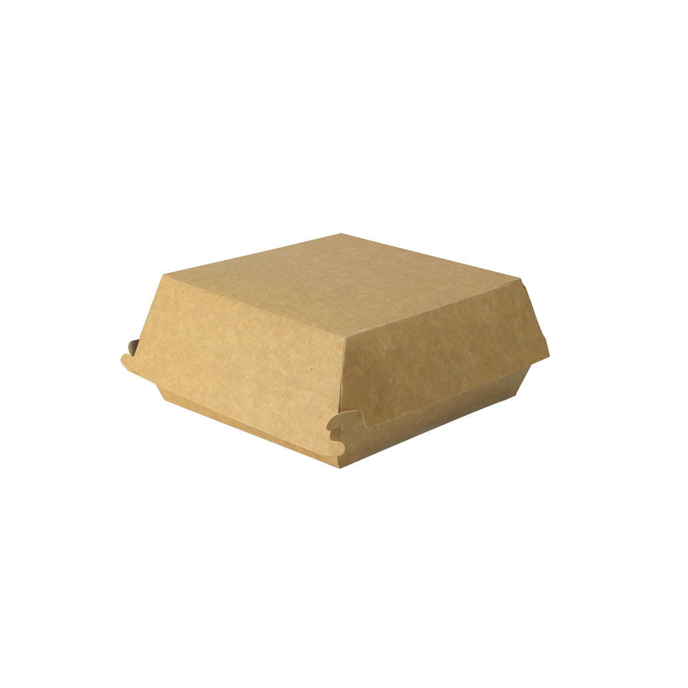 Take-away hamburger boxes 17.5x17.5x8 cm, Brown-White (400 pieces) [GB-DFC04271]