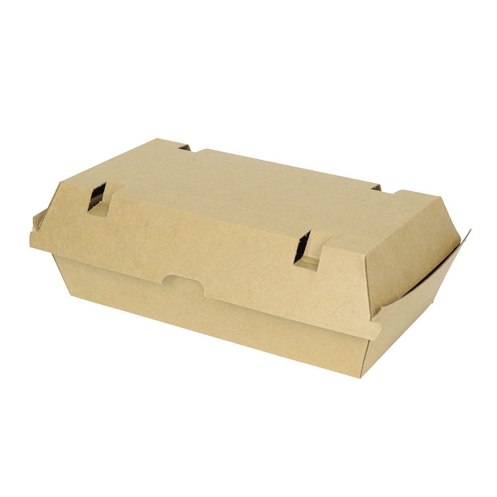 Take-away Boxes Cardboard with flap lid 24.8x13x7.5 cm Brown (200 pieces) [GB-DFC04325]