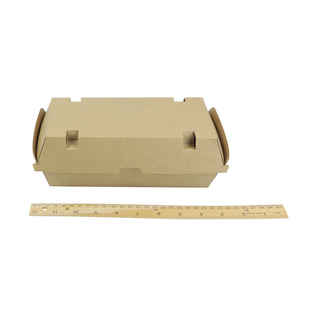 Take-away Boxes Cardboard with flap lid 24.8x13x7.5 cm Brown (200 pieces) [GB-DFC04325]