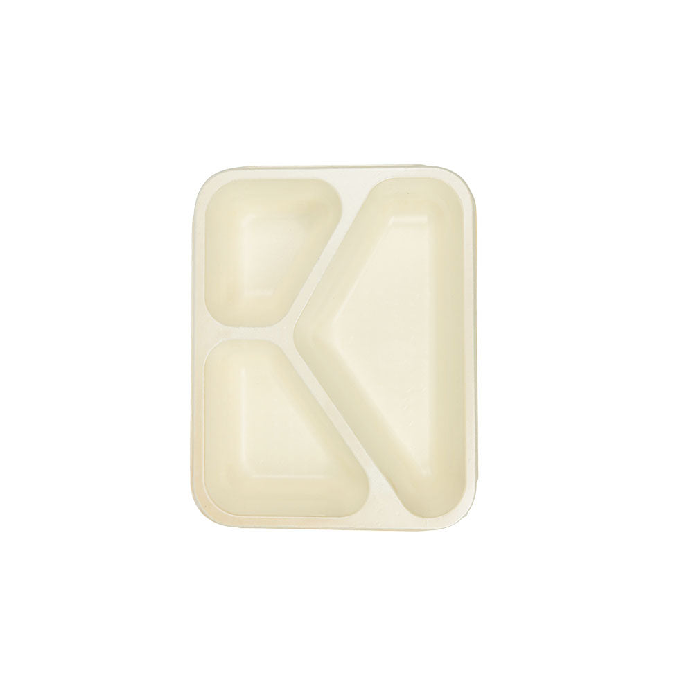 Meal trays Cellulose 950 ml, 25x17.7x4.5 cm 3 compartments, natural, bio-coated (220 pieces) [GB-DFC09630]