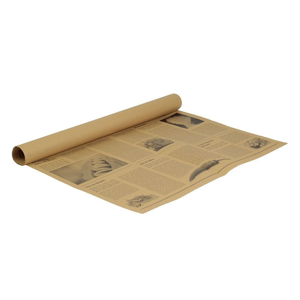 Greaseproof Paper brown 50x37.5 cm newspaper look (1.000 pieces)