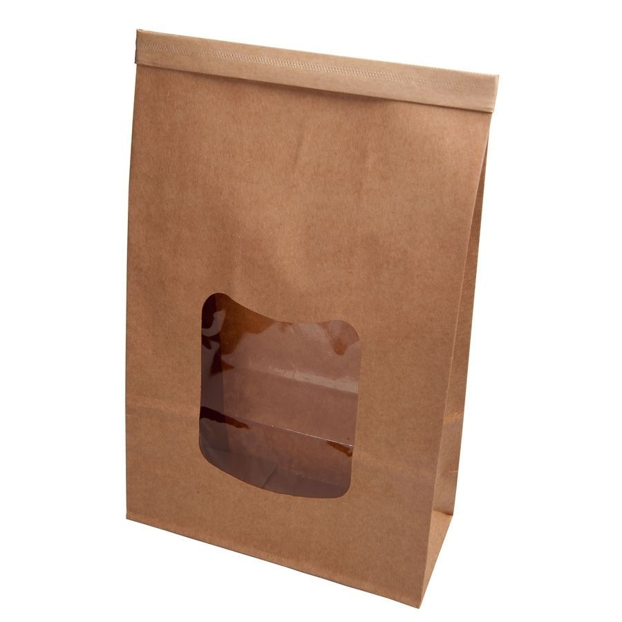 Kraft bags brown 15.5x7x24.5 cm reclosable (400 pieces)