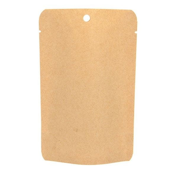 Stand Up Pouches Kraft Compostable 10.2x6x15.2cm no Grip Seal | 57 grams (100 pieces) [SUPEK2]