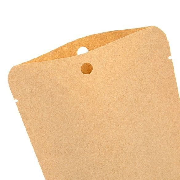 Stand Up Pouches Kraft Compostable 10.2x6x15.2cm no Grip Seal | 57 grams (100 pieces) [SUPEK2]