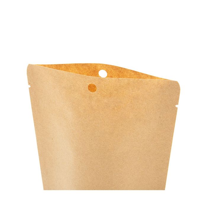 Stand Up Pouches Kraft Compostable 13x7.9x20.6cm no Grip Seal | 113 grams (100 pieces) [SUPEK3]